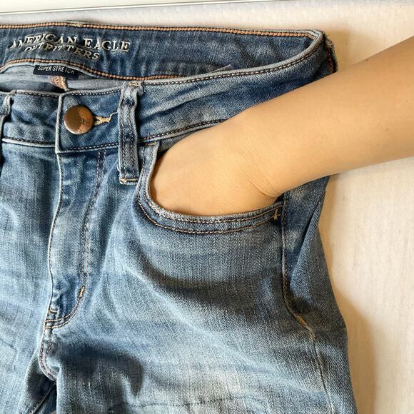 American Eagle Outfitters Women Skinny Jeans size 8 Short Blue Super Stretch - Picture 7 of 11
